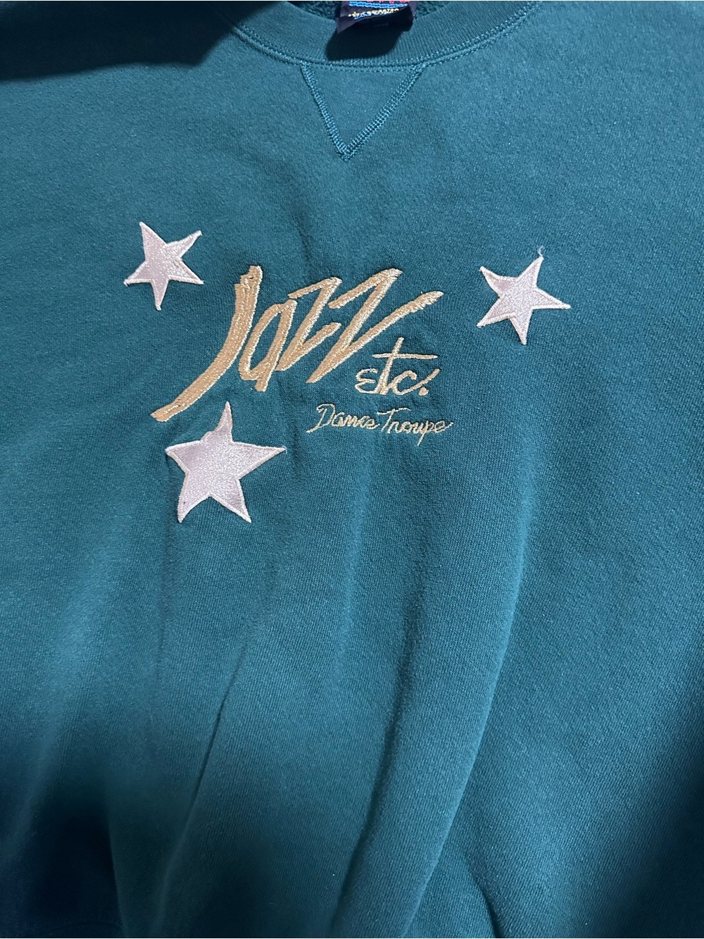 Green 'Jazz etc.' Embroidered Sweatshirt with Stars